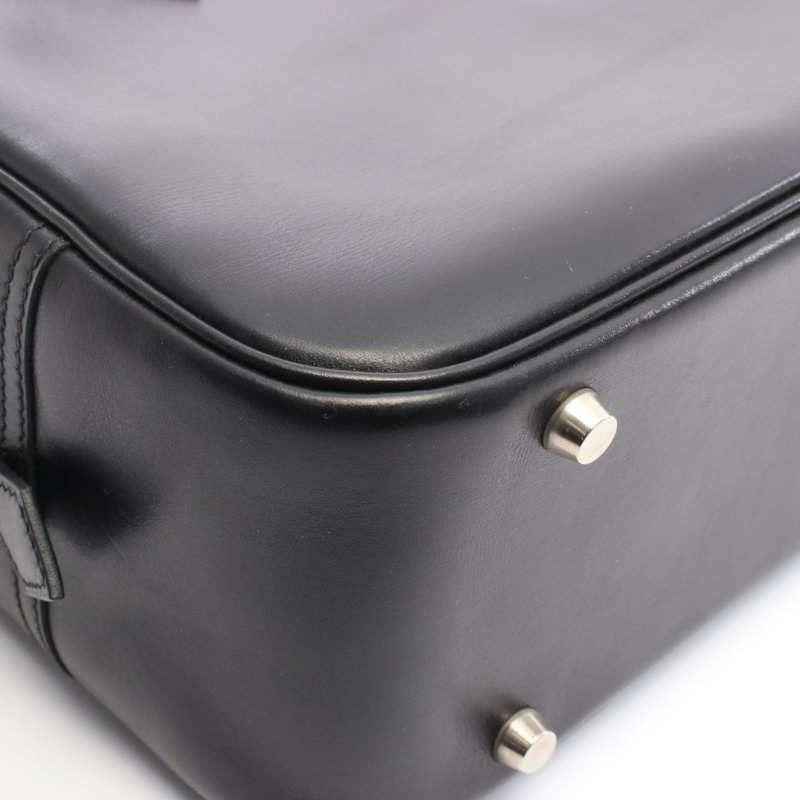 愛馬仕 Plume 28 手提包,盒式小牛皮,黑色,二手,女士,帶五金配件-6