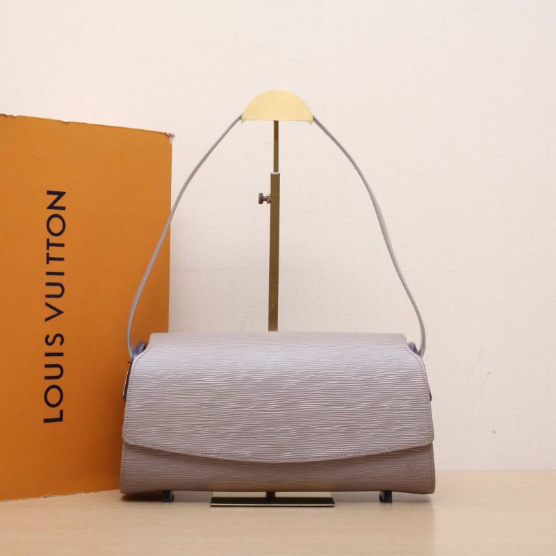 LOUIS VUITTON 灰色EPI水波紋牛皮2001Vintage圓桶手提包腋下包肩背包-0