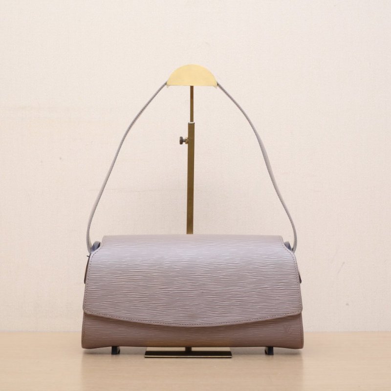 LOUIS VUITTON 灰色EPI水波紋牛皮2001Vintage圓桶手提包腋下包肩背包-1