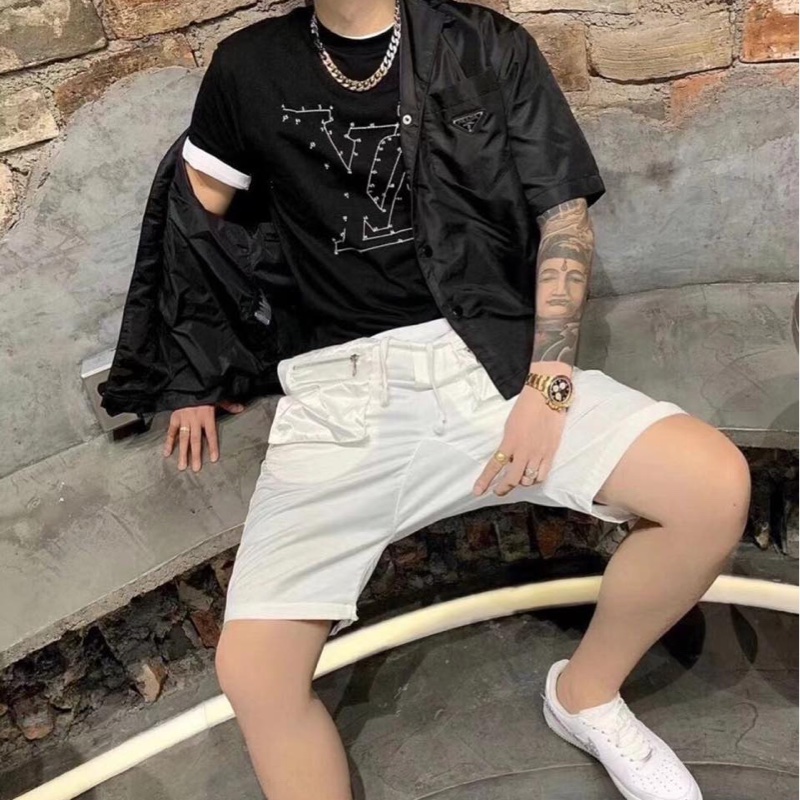 Prada  鐵標 黑色 短袖襯衫 男女均可#L-3