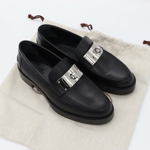 Hermès 愛馬仕 Mocassins Hot Loafers 凱莉扣 黑色 小牛皮 樂福鞋 皮鞋
