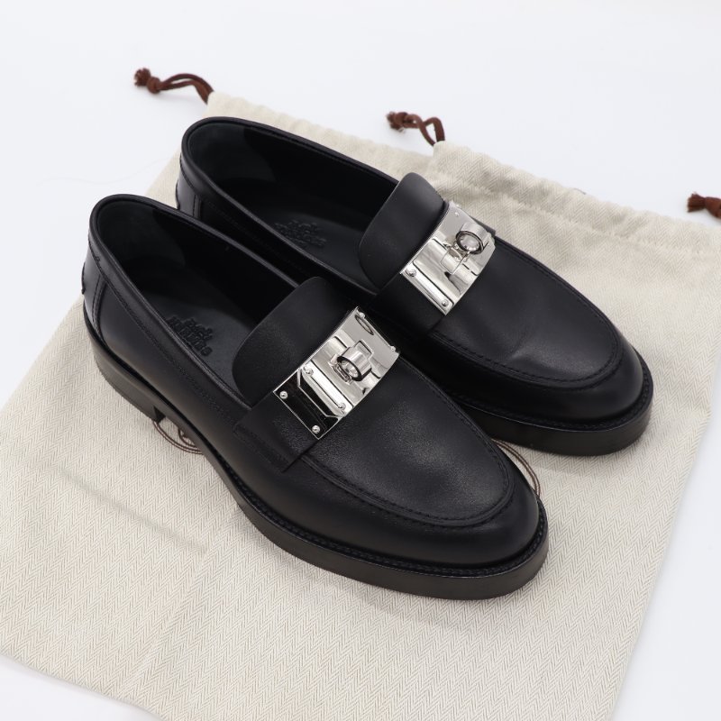 Hermès 愛馬仕 Mocassins Hot Loafers 凱莉扣 黑色 小牛皮 樂福鞋 皮鞋-0