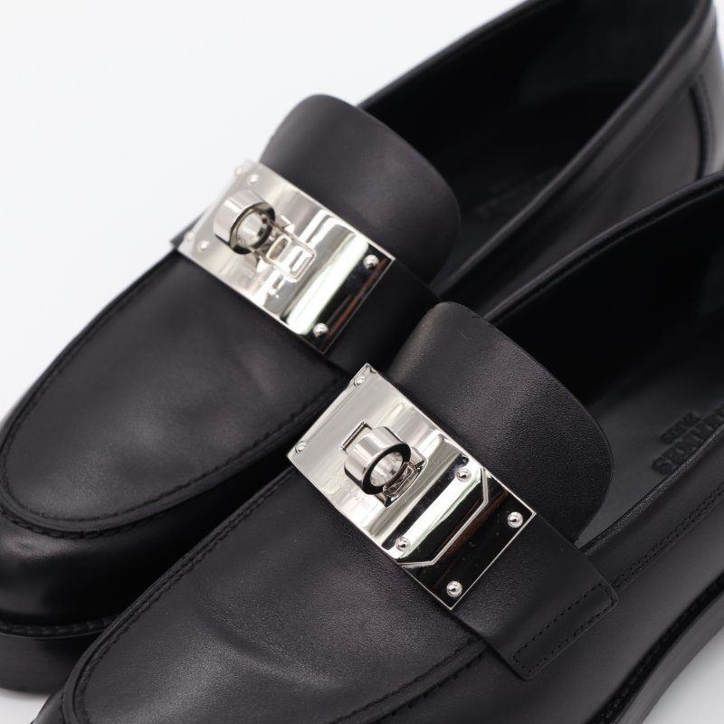 Hermès 愛馬仕 Mocassins Hot Loafers 凱莉扣 黑色 小牛皮 樂福鞋 皮鞋-5