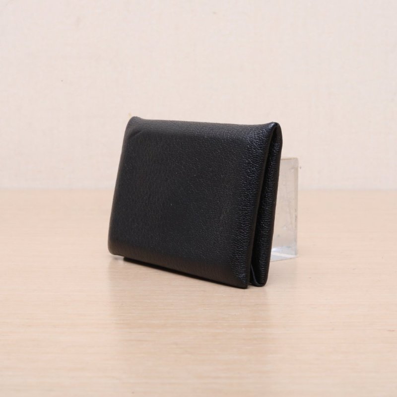 HERMES Calvi卡包89黑色Chevre山羊皮D刻銀扣肩背包-2