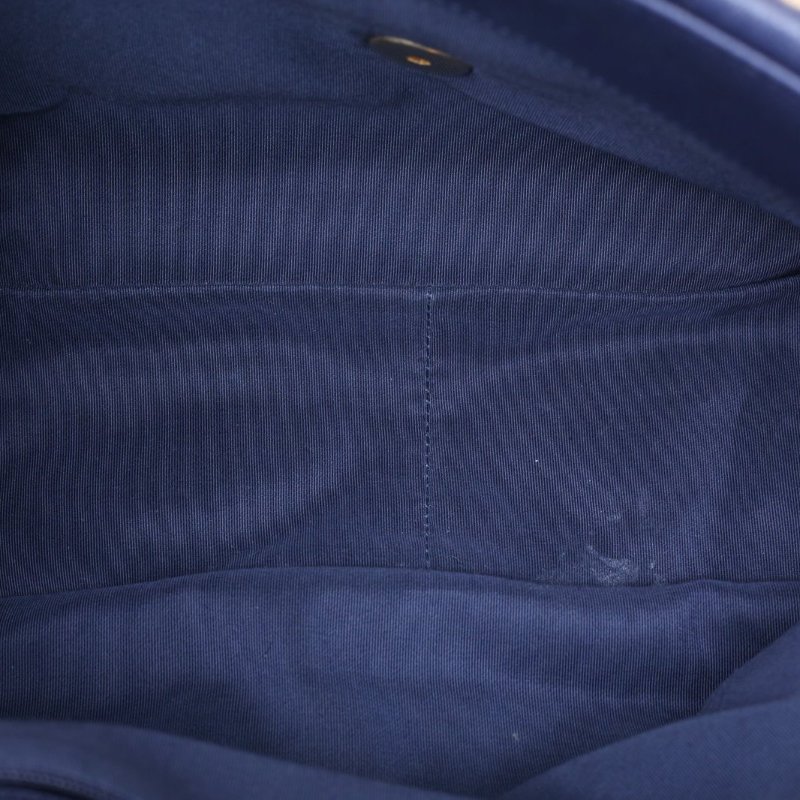 CHANEL 19BAG口蓋包Maxi36藍色羊皮30開金銀扣肩背包-3