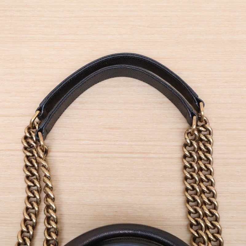 CHANEL 黑色荔枝牛皮16開金扣中古tote肩背包-2