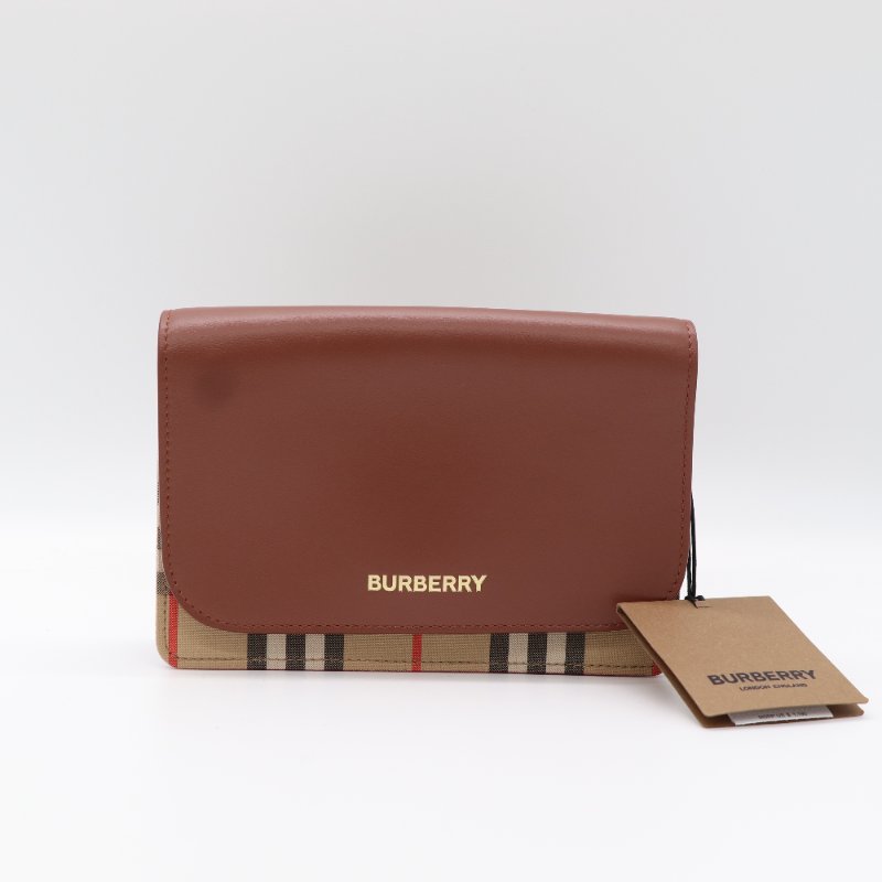 Burberry 巴寶莉 經典條紋皮革WOC 斜背包 手拿包-1