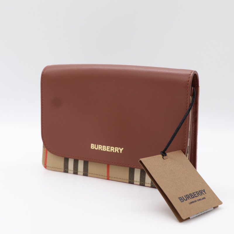 Burberry 巴寶莉 經典條紋皮革WOC 斜背包 手拿包-2