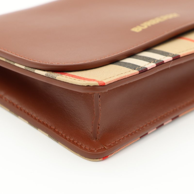 Burberry 巴寶莉 經典條紋皮革WOC 斜背包 手拿包-5