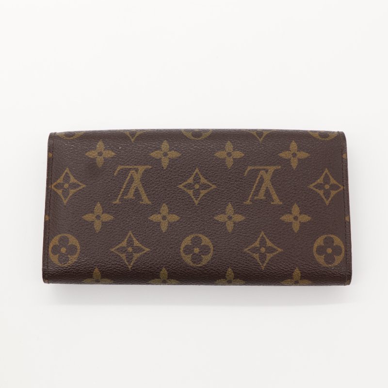 Louis Vuitton 路易威登 Monogram Portefeuille Sarah 老花棕色 帆布 金扣長錢包 長夾-1