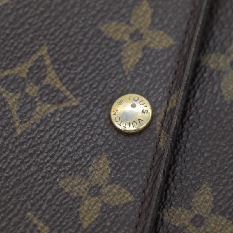 Louis Vuitton 路易威登 Monogram Portefeuille Sarah 老花棕色 帆布 金扣長錢包 長夾-5