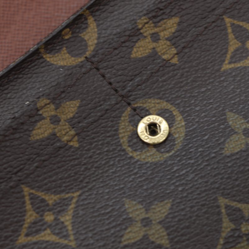 Louis Vuitton 路易威登 Monogram Portefeuille Sarah 老花棕色 帆布 金扣長錢包 長夾-9