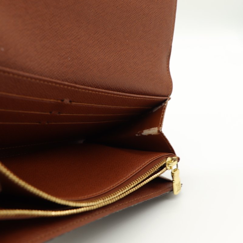 Louis Vuitton 路易威登 Monogram Portefeuille Sarah 老花棕色 帆布 金扣長錢包 長夾-11