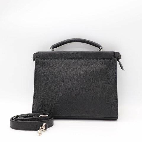 專櫃價超高手工系列 ♥️ Fendi 芬迪 Monster Peekaboo Fit  黑色牛皮 手縫 手提包 斜挎包