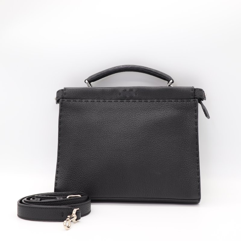 專櫃價超高手工系列 ♥️ Fendi 芬迪 Monster Peekaboo Fit 黑色牛皮 手縫 手提包 斜挎包-0