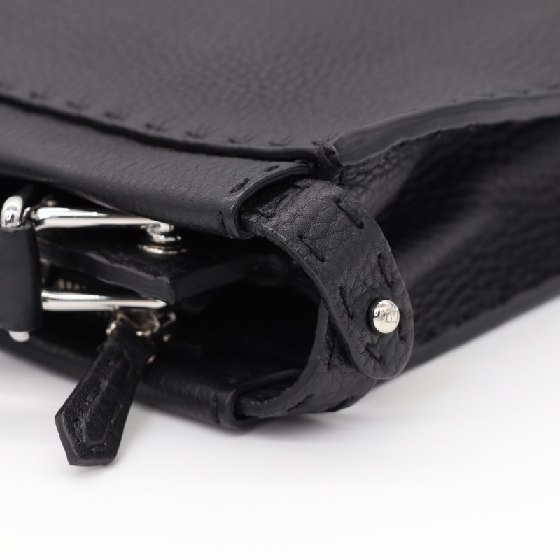 專櫃價超高手工系列 ♥️ Fendi 芬迪 Monster Peekaboo Fit 黑色牛皮 手縫 手提包 斜挎包-6