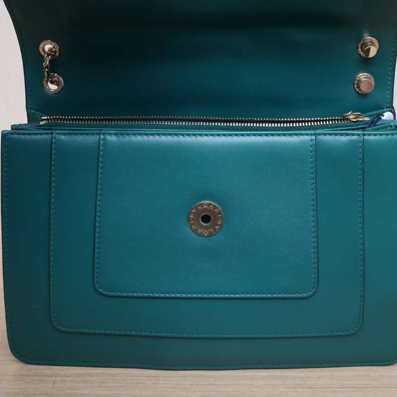 BVLGARI SerpentiForever風琴蛇頭包橫版28無手柄綠色牛皮肩背包-2