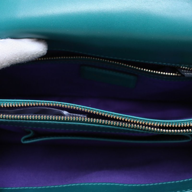 BVLGARI SerpentiForever風琴蛇頭包橫版28無手柄綠色牛皮肩背包-3