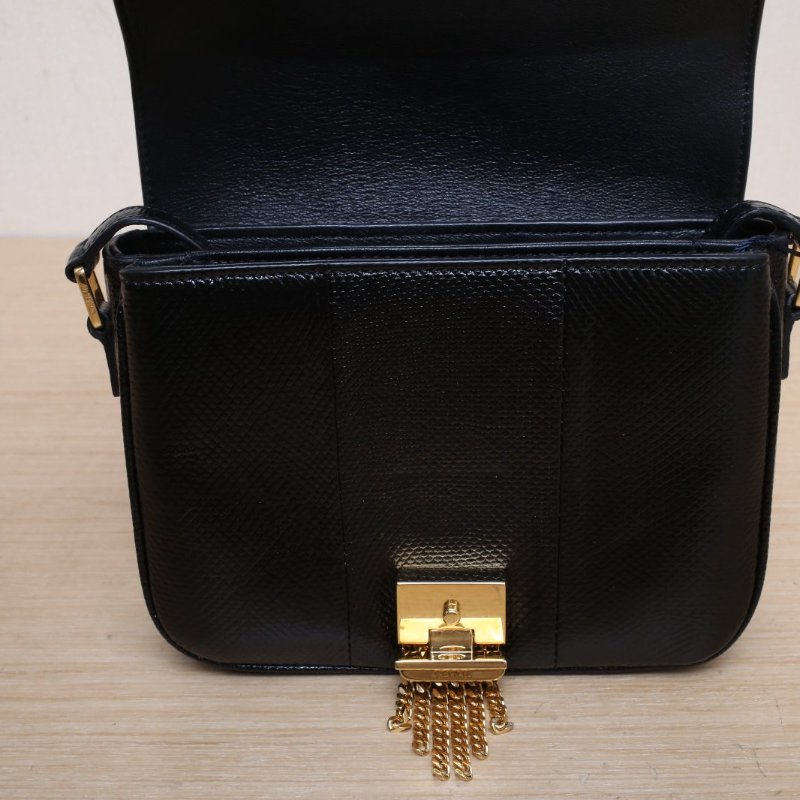 CELINE CBAG小號流蘇黑色蛇皮肩背包-2