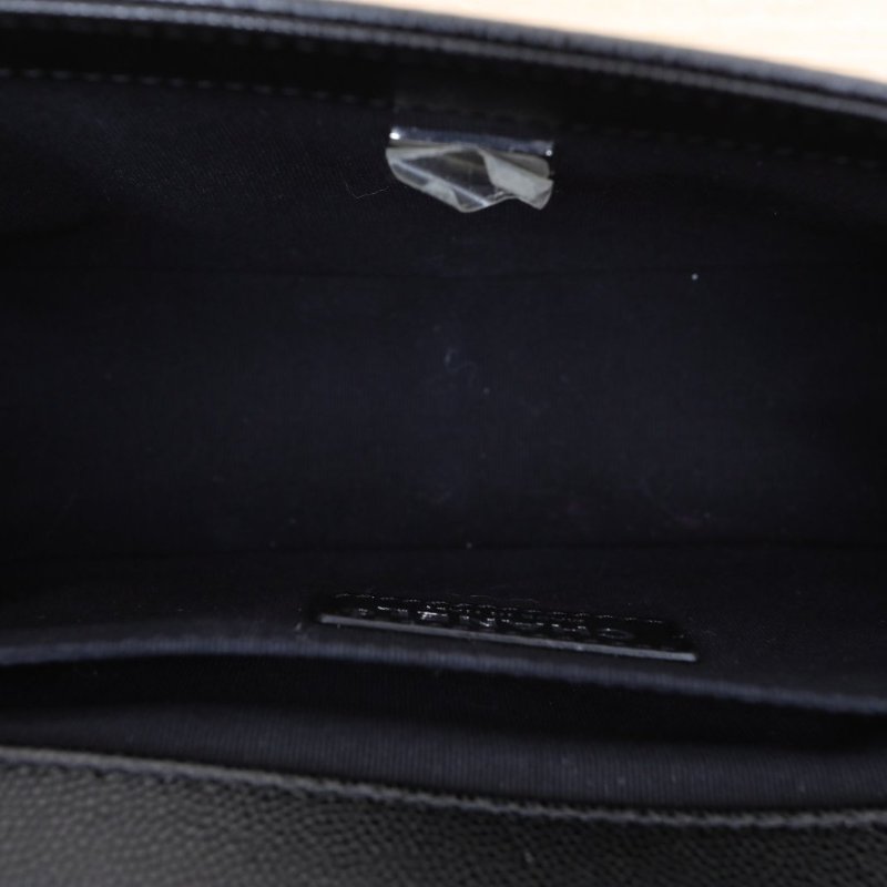 CHANEL Leboy中號25黑色荔枝牛皮晶片開銀扣菱格紋肩背包-2