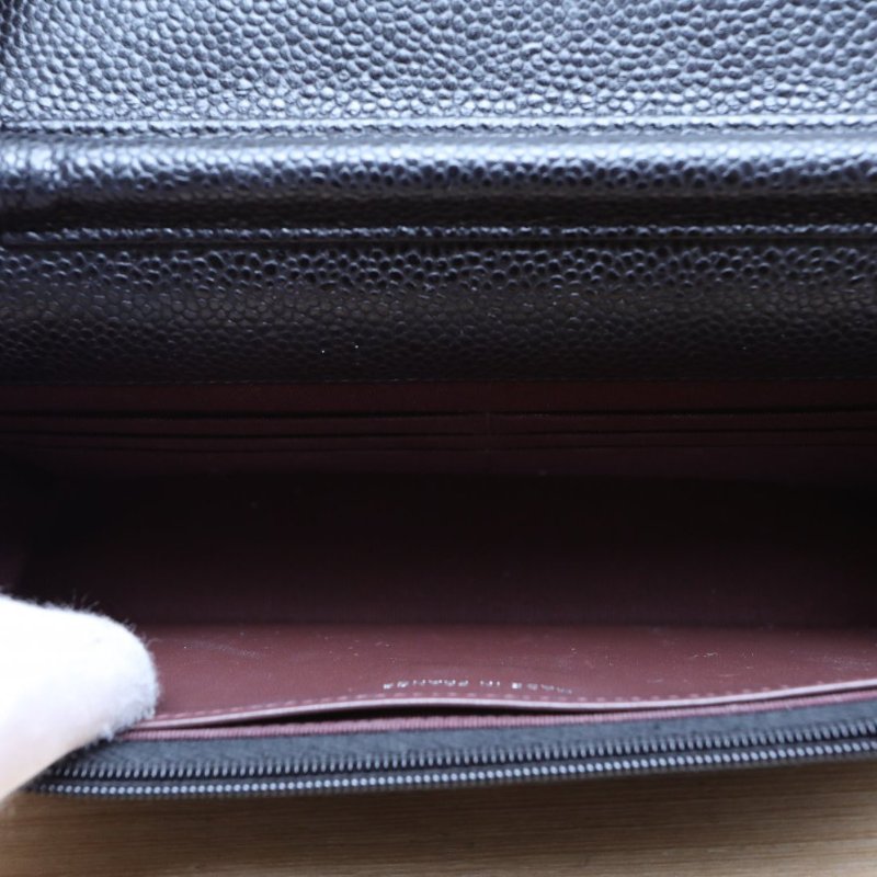 CHANEL CFWOC19黑色荔枝牛皮晶片開銀扣肩背包-3