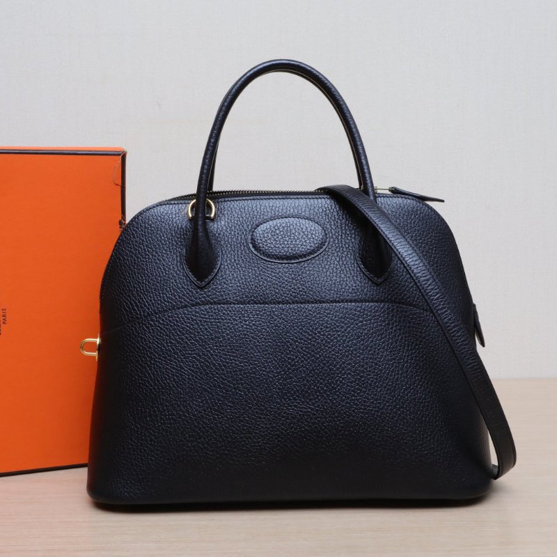 HERMES Bolide保齡球包3189黑色Buffalo阿登皮圈Z金扣肩背包-0