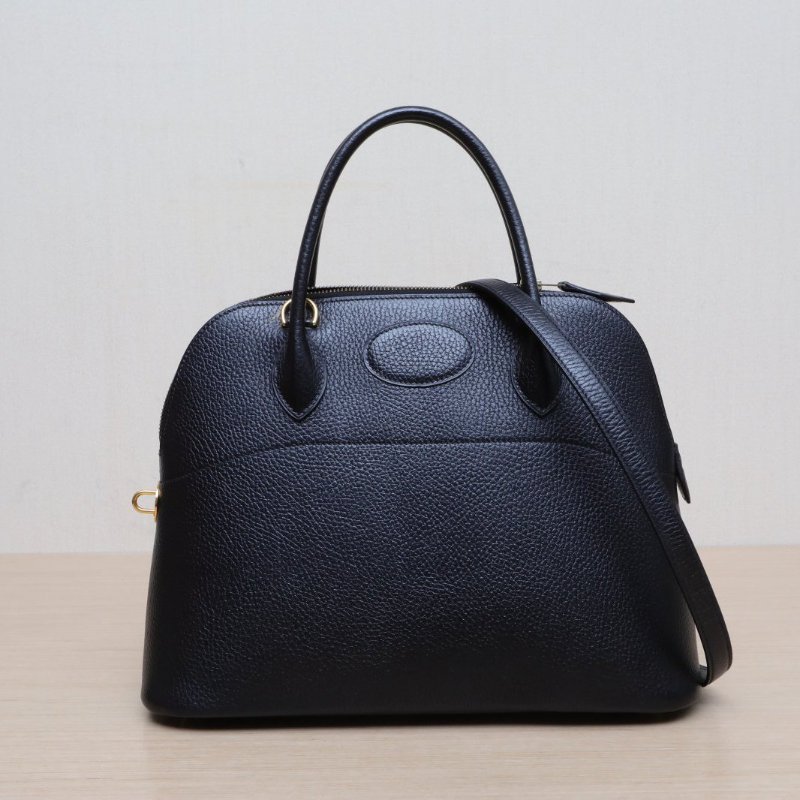 HERMES Bolide保齡球包3189黑色Buffalo阿登皮圈Z金扣肩背包-1