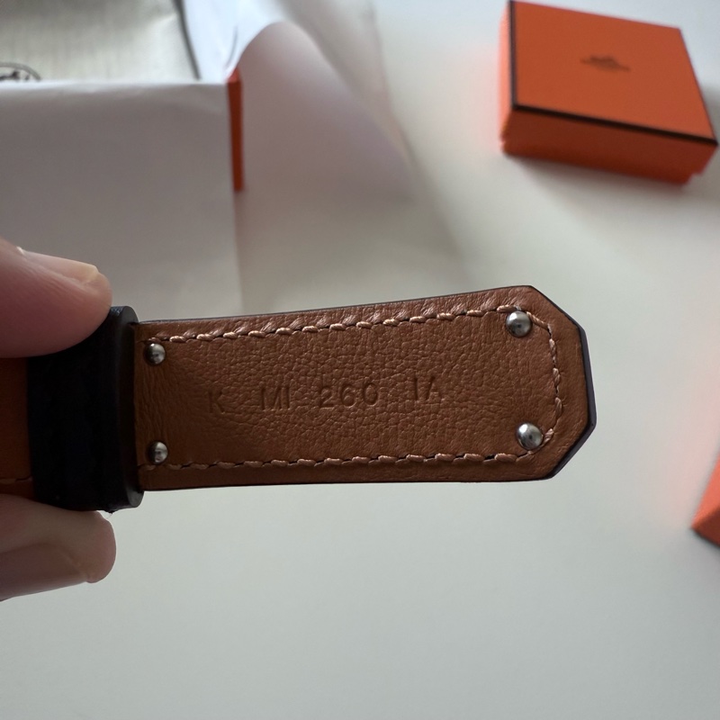 Hermes Kelly 黑銀皮帶-10