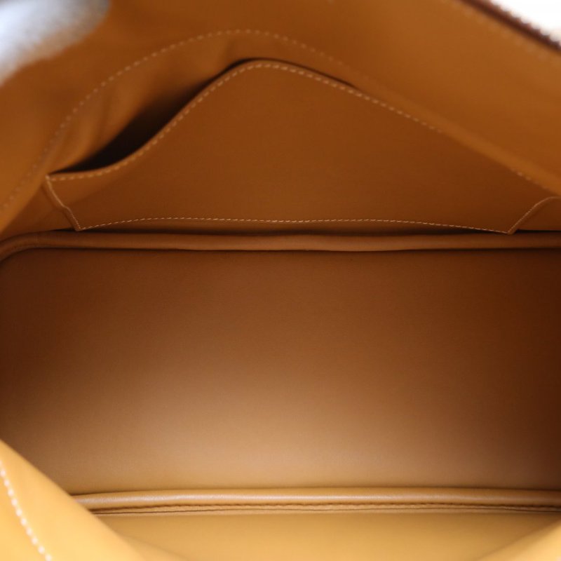 HERMES Bolide保齡球包319D琥珀黃TC皮框R銀扣肩背包-2