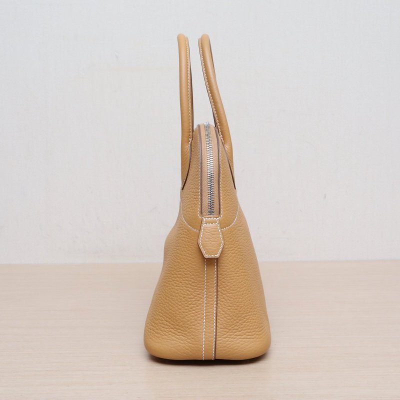 HERMES Bolide保齡球包319D琥珀黃TC皮框R銀扣肩背包-3