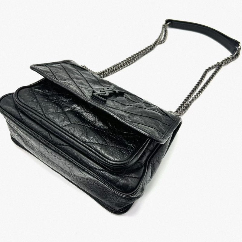 YSL新款D扣黑銀niki小號鏈條包 22*18*6.5 99新配件塵袋-2