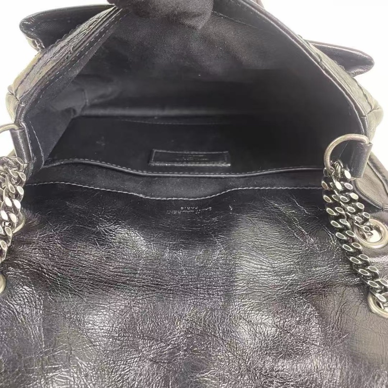 YSL新款D扣黑銀niki小號鏈條包 22*18*6.5 95新 配件塵袋-9