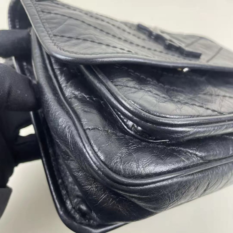 YSL新款D扣黑銀niki小號鏈條包 22*18*6.5 95新 配件塵袋-10