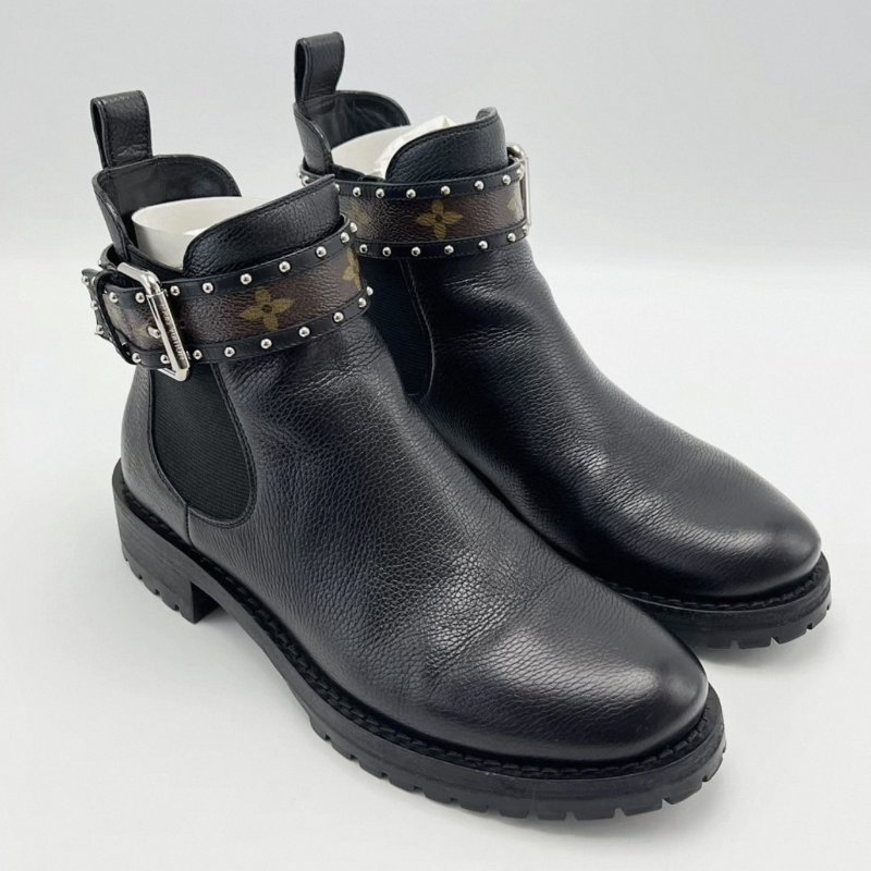 LV 老花黑色短靴38號 99新配件盒子塵袋購證-1