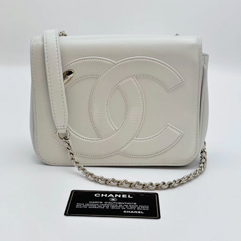 CHANEL 白金雙C大LOGO肩背斜背包 18*12*5 98新配件保卡塵袋-0