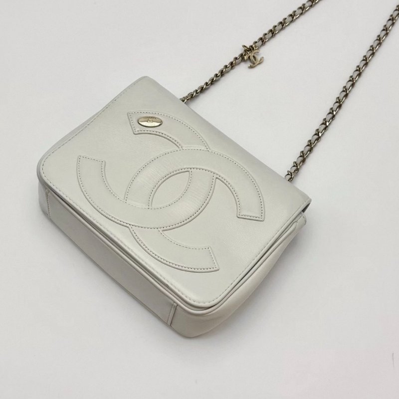 CHANEL 白金雙C大LOGO肩背斜背包 18*12*5 98新配件保卡塵袋-4
