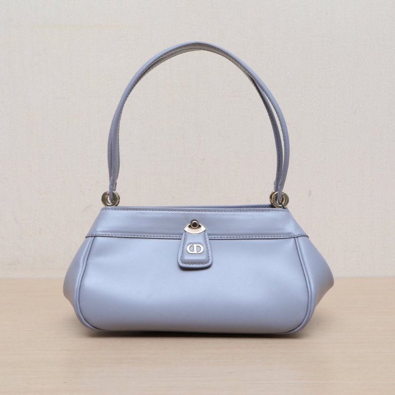 DIOR Key腋下包小號22灰色牛皮淺金扣2023肩背包-1