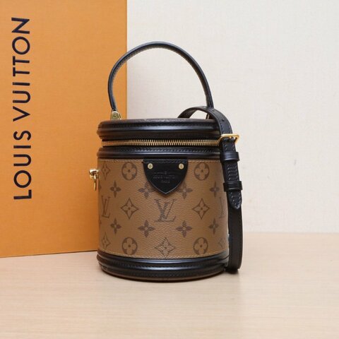 LOUIS VUITTON CANNES圓桶包拼色PVC晶片老花肩背包