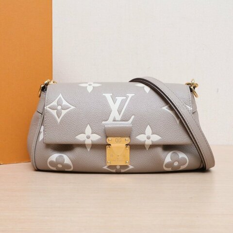 LOUIS VUITTON Favorite鏈條雲朵包灰色牛皮晶片肩背包
