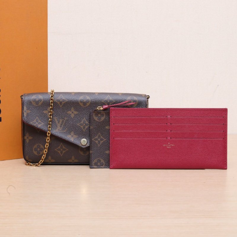 LOUIS VUITTON POCHETTEFELICIE三合一鏈條包老花PVC2018肩背包-0
