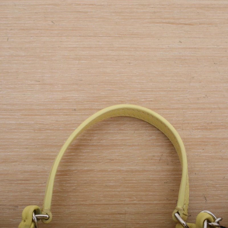 CHANEL 古巴扣菱格紋單肩手提郵差包黃色牛皮25開銀扣肩背包-2