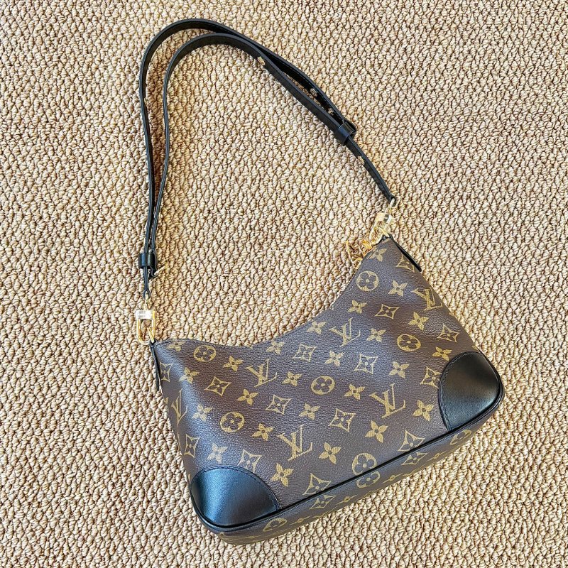 Louis Vuitton - 原花拼黑皮 Boulogne PM 牛角包-0
