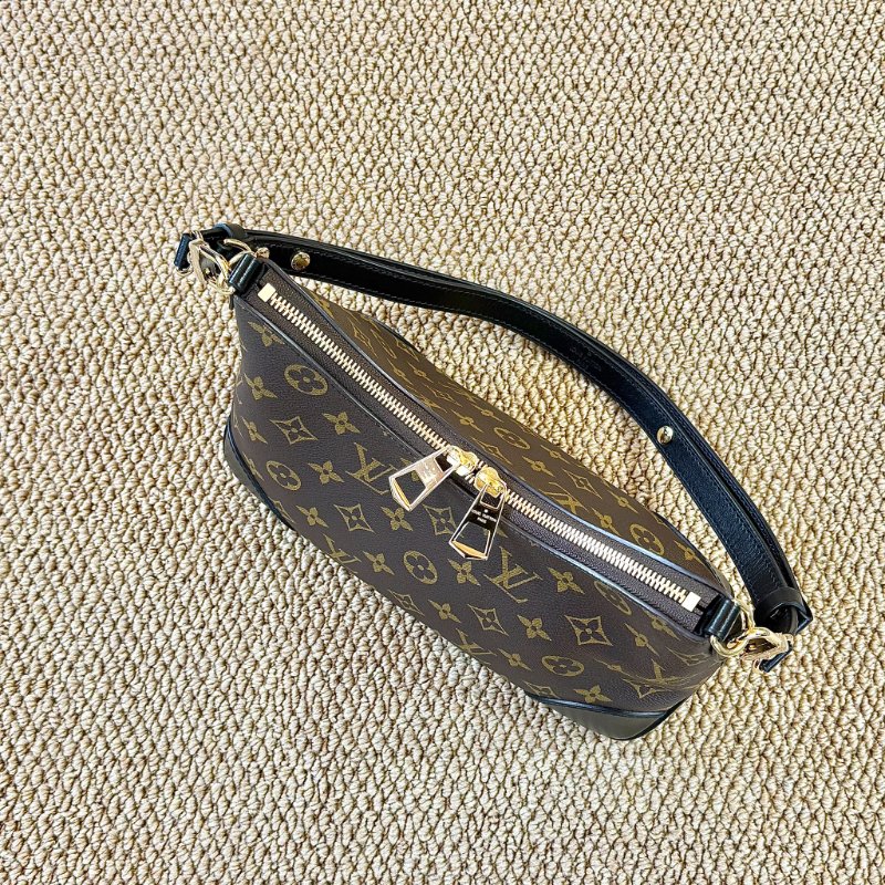 Louis Vuitton - 原花拼黑皮 Boulogne PM 牛角包-1
