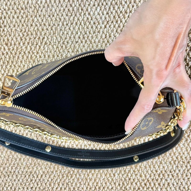 Louis Vuitton - 原花拼黑皮 Boulogne PM 牛角包-9