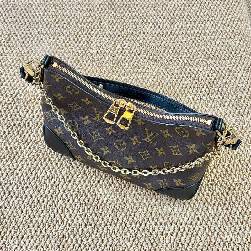 Louis Vuitton - 原花拼黑皮 Boulogne PM 牛角包-13