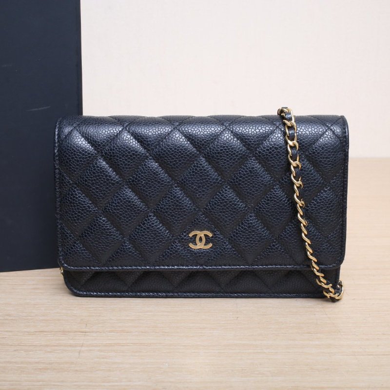 CHANEL CFWOC19黑色荔枝牛皮29開金扣肩背包-0