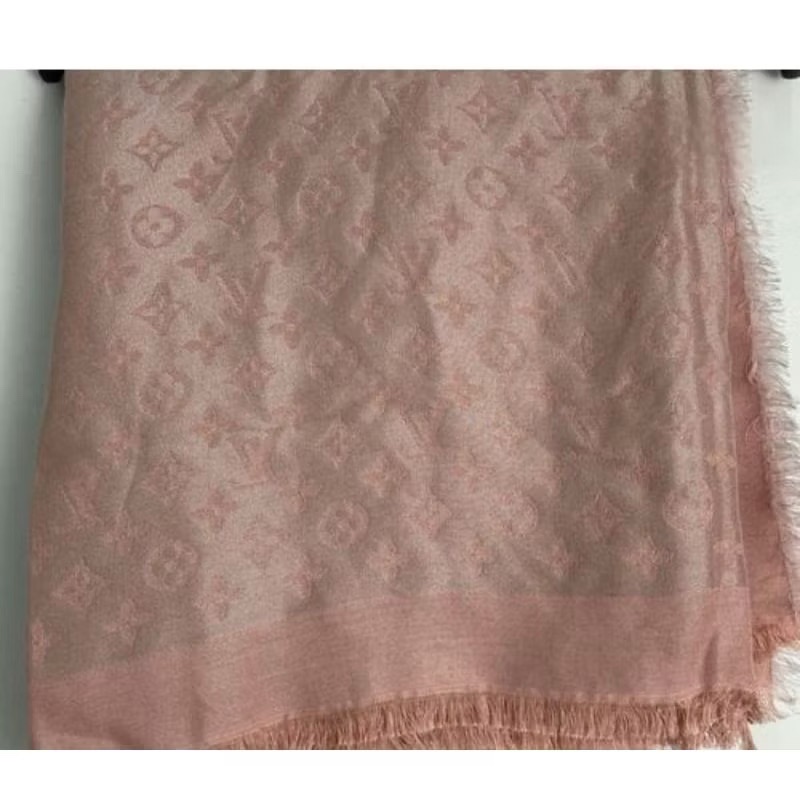 LV 絲綢圍巾 路易威登 Louis Vuitton 粉  絲巾 圍巾-6