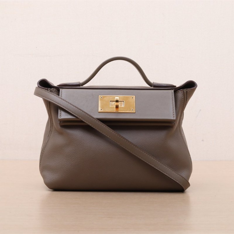 HERMES 2424Mini2118大象灰EC皮/Swift皮W刻金扣大象灰金扣18大象灰EC皮/Swift皮B刻金扣肩背包-1