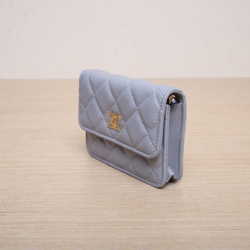 CHANEL COCO鏈條超Mini鏈條包灰色荔枝牛皮31開金扣肩背包-3