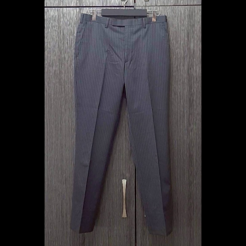 (日本製MIJ)絕版BURBERRY 博柏利 BLACK LABEL 黑標 男灰色條紋混羊毛成套西裝40R-2